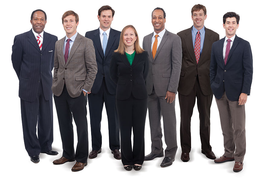 Left to right: Robert Gibbs, Wilson Hood, Matt James, Dr. Carter Payne Milner, Melvin Priester, Jr., Bridgforth Rutledge, Micajah Sturdivant